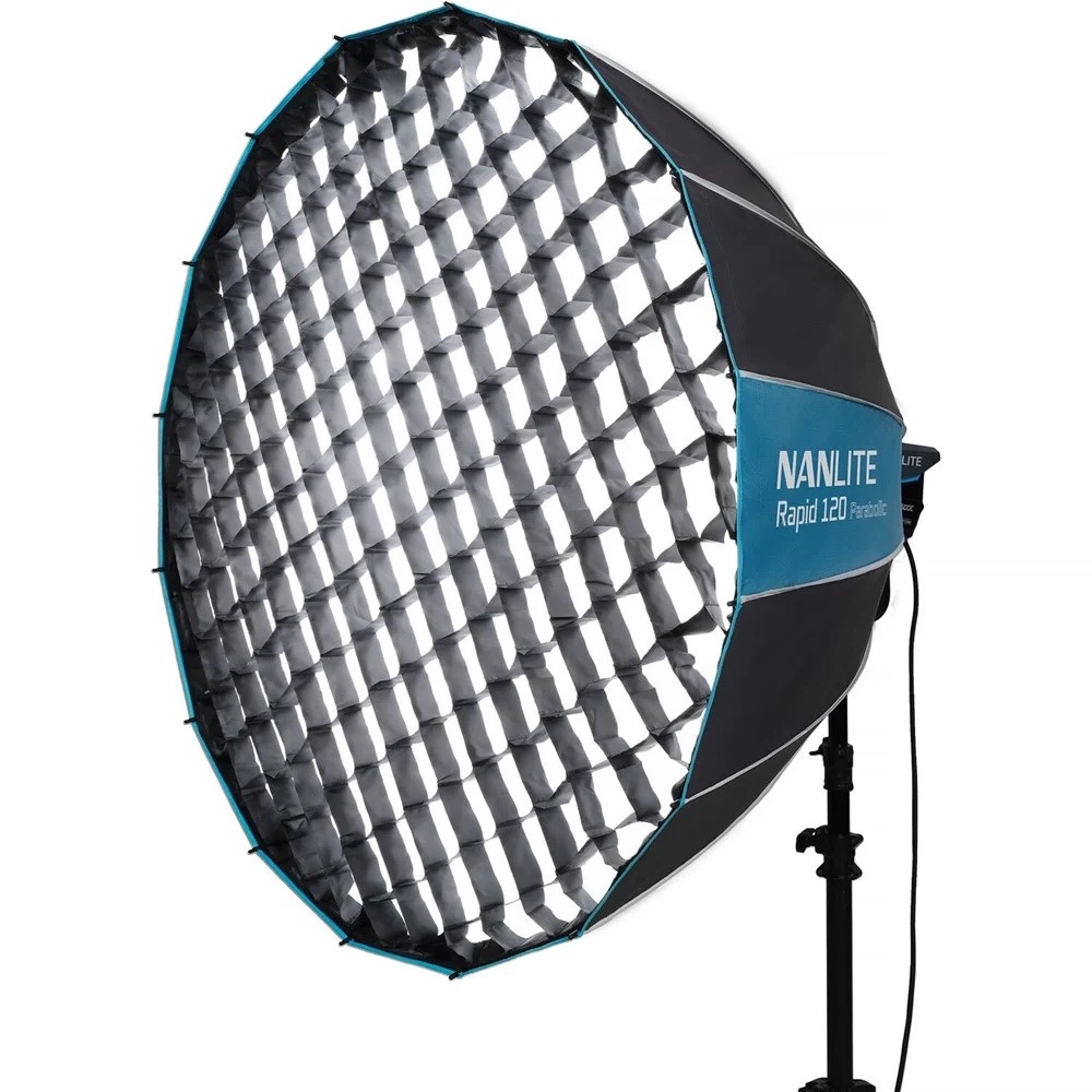 Parabolic softbox with grid